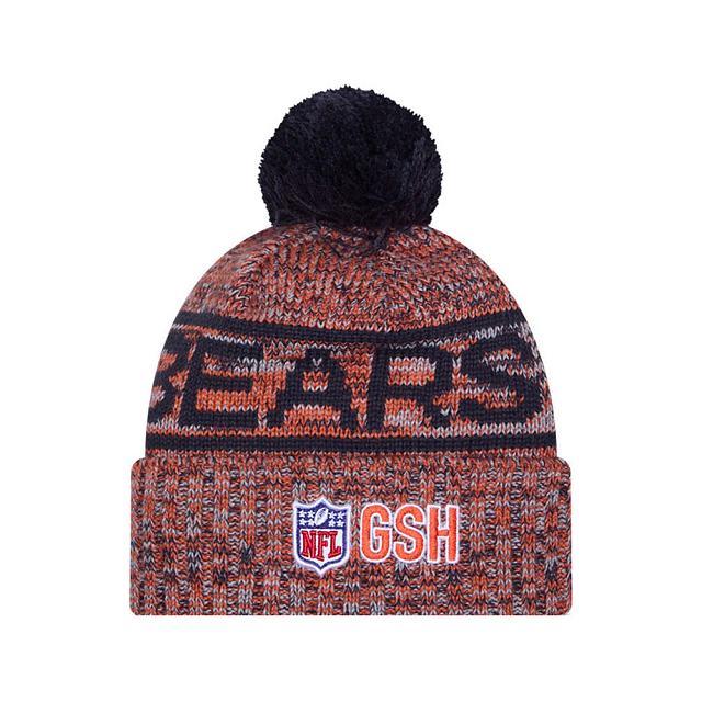 Chicago Bears NFL New Era Men's Orange 2025 Sideline Sport Knit Pom Hat