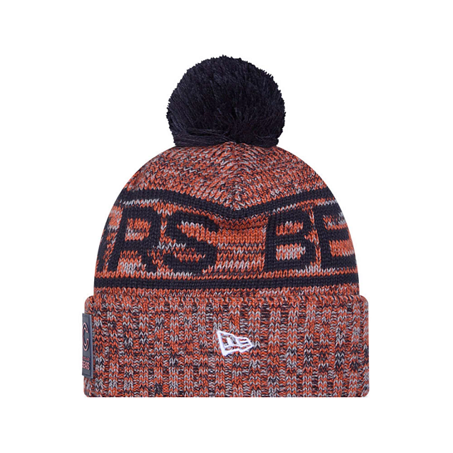 Chicago Bears NFL New Era Men's Orange 2025 Sideline Sport Knit Pom Hat