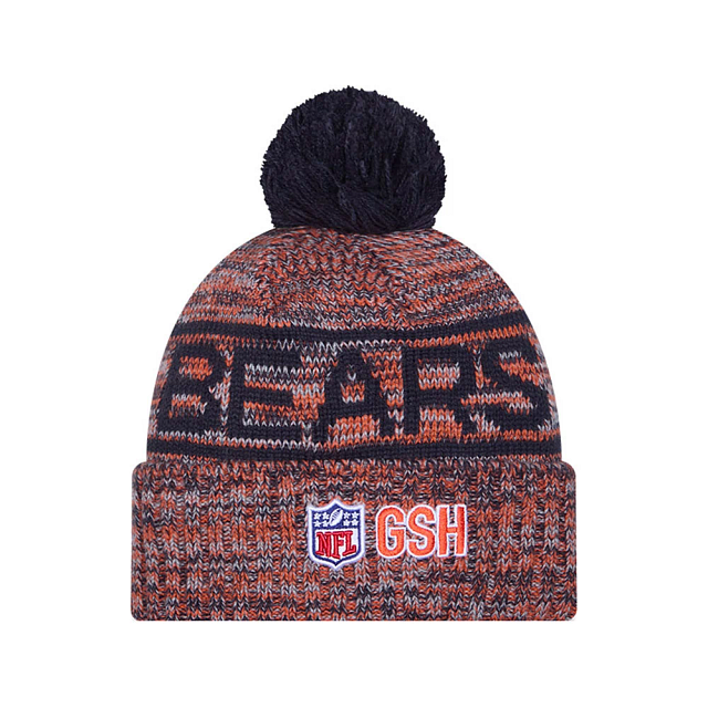 Chicago Bears NFL New Era Men's Orange Alternate 2025 Sideline Sport Knit Pom Hat