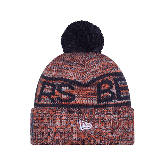 Chicago Bears NFL New Era Men's Orange Alternate 2025 Sideline Sport Knit Pom Hat