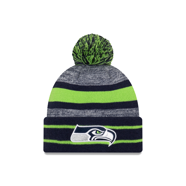 Seattle Seahawks NFL New Era Men's Navy Cuff Pom Knit Hat