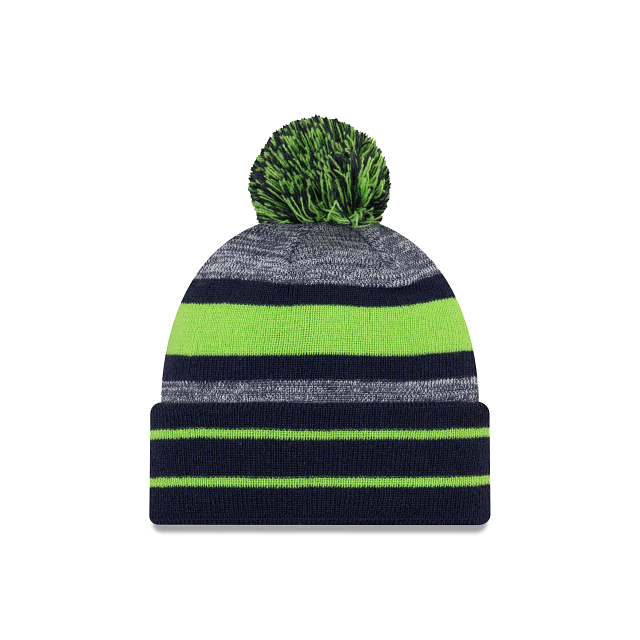 Seattle Seahawks NFL New Era Men's Navy Cuff Pom Knit Hat