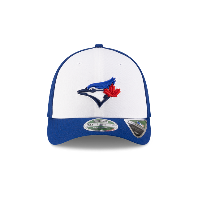 Toronto Blue Jays MLB New Era Men's White/Royal 39Thirty M-Crown Player Replica Stretch Fit Hat