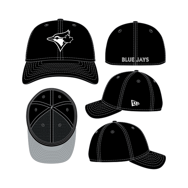 Toronto Blue Jays MLB New Era Men's Black White 39Thirty M-Crown Stretch Fit Hat