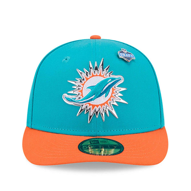 Miami Dolphins NFL New Era Men's Aqua 59Fifty Pre-Curved 2026 Draft Fitted Hat