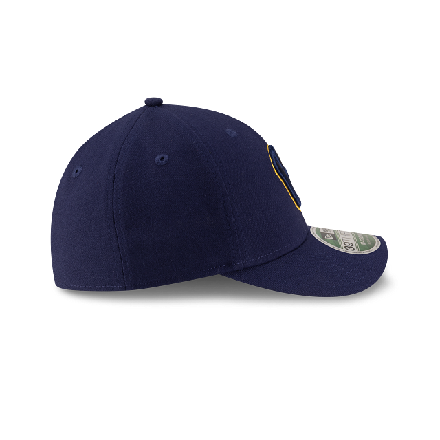 Casquette stretch ajustée Milwaukee Brewers MLB New Era pour homme, marine, 39Thirty M-Crown, réplique du joueur