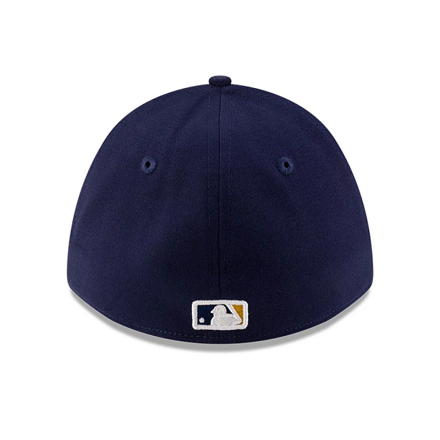 Milwaukee Brewers MLB New Era Men's Navy 39Thirty M-Crown Player Replica Stretch Fit Hat