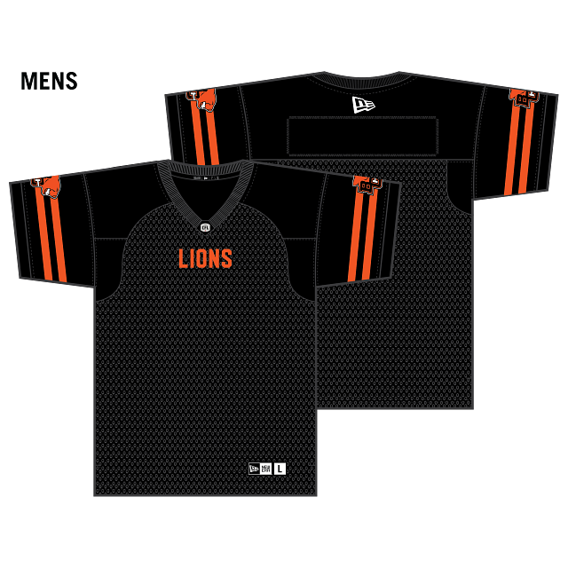 BC Lions CFL New Era Men's Black 2025 Home Replica Jersey