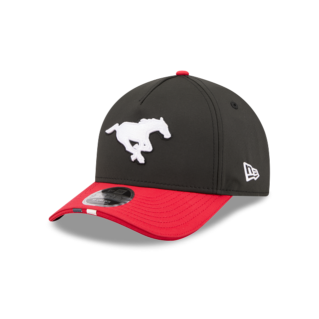 Calgary Stampeders CFL New Era Men's Black Red 9FORTY M-Crown 2026 Sideline Adjustable A-Frame Hat