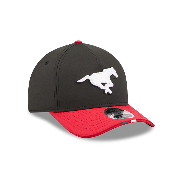 Calgary Stampeders CFL New Era Men's Black Red 9FORTY M-Crown 2026 Sideline Adjustable A-Frame Hat