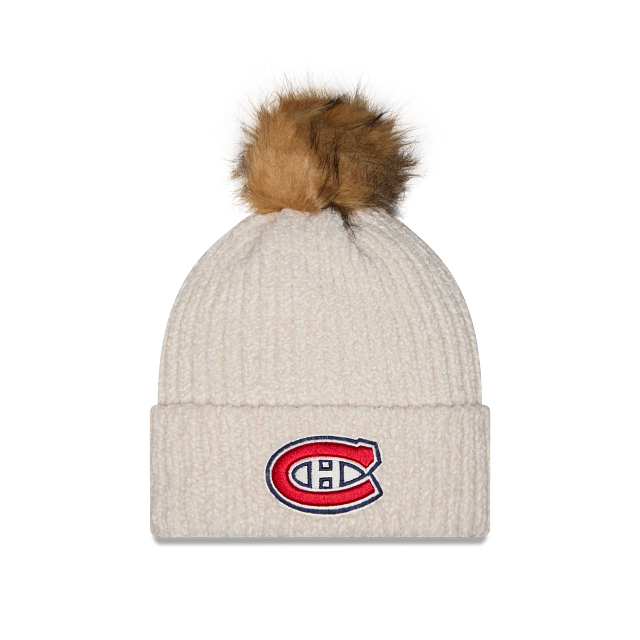 Montreal Canadiens NHL New Era Women's Beige Knit Pom Hat