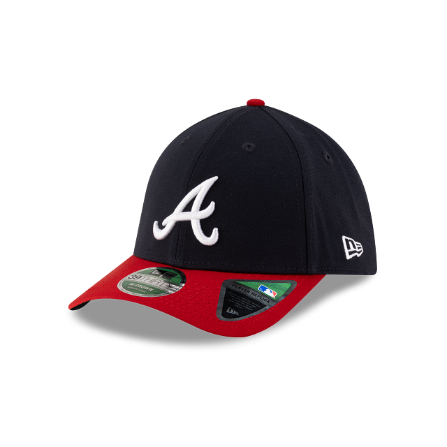 Atlanta Braves MLB New Era Men's Navy/Red  39Thirty M-Crown Player Replica Stretch Fit Hat