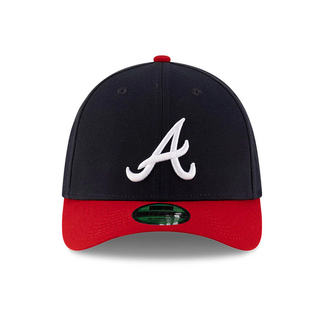 Atlanta Braves MLB New Era Men's Navy/Red  39Thirty M-Crown Player Replica Stretch Fit Hat
