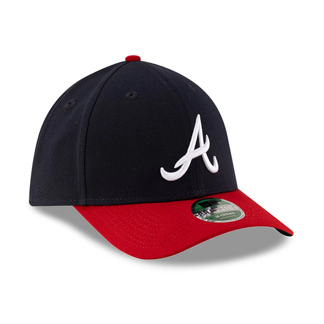 Atlanta Braves MLB New Era Men's Navy/Red  39Thirty M-Crown Player Replica Stretch Fit Hat