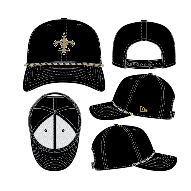 New Orleans Saints NFL New Era Men's Black 9Seventy Multi-Rope Stretch Snapback Hat