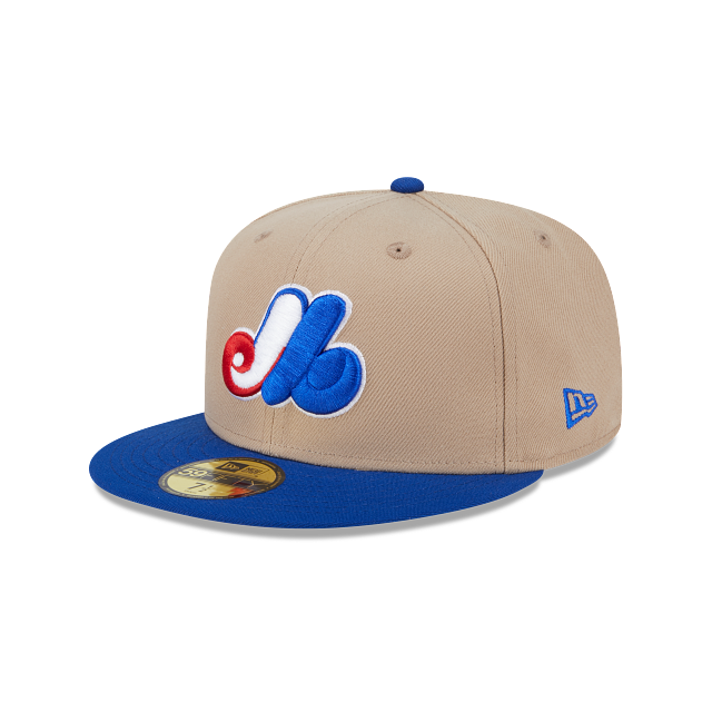 Montreal Expos MLB New Era Men's Beige/Royal 59Fifty Camo Game Fitted Hat