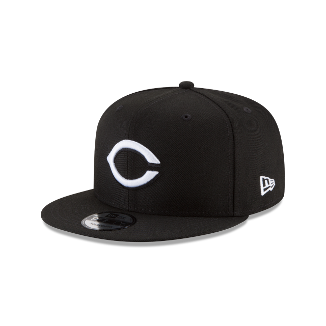 Cincinnati Reds MLB New Era Men's Black White 9Fifty Team Color Basic Snapback