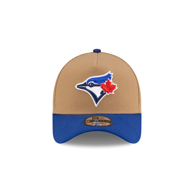 Casquette à visière ajustable 9Forty A-Frame pour homme des Blue Jays de Toronto MLB New Era Kaki/Royal