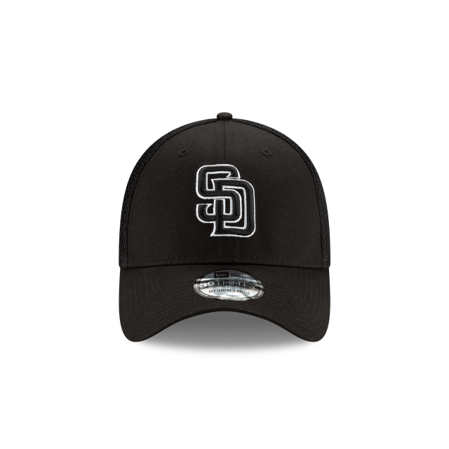 San Diego Padres MLB New Era Men's Black/White 39Thirty Neo Stretch Fit Hat