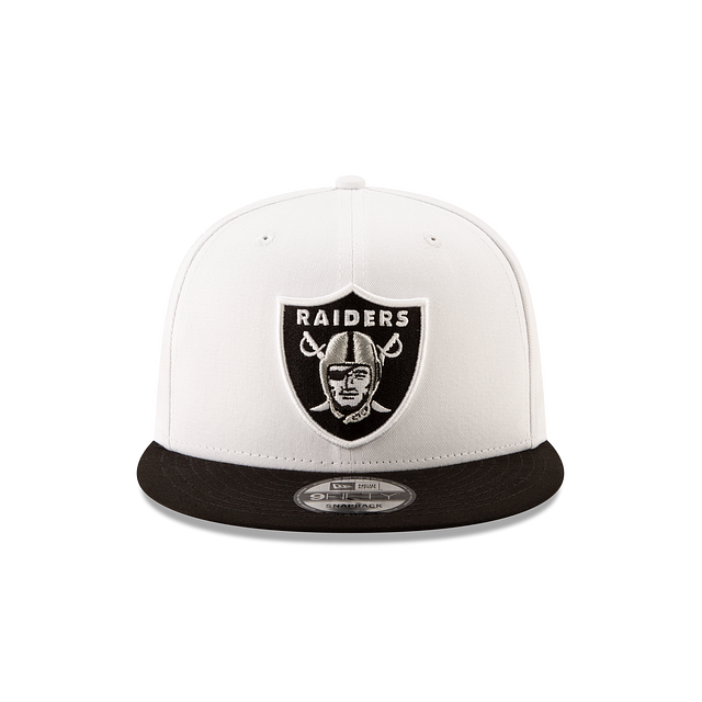 Las Vegas Raiders NFL New Era Snapback de base 9Fifty 2 tons blanc/noir pour hommes