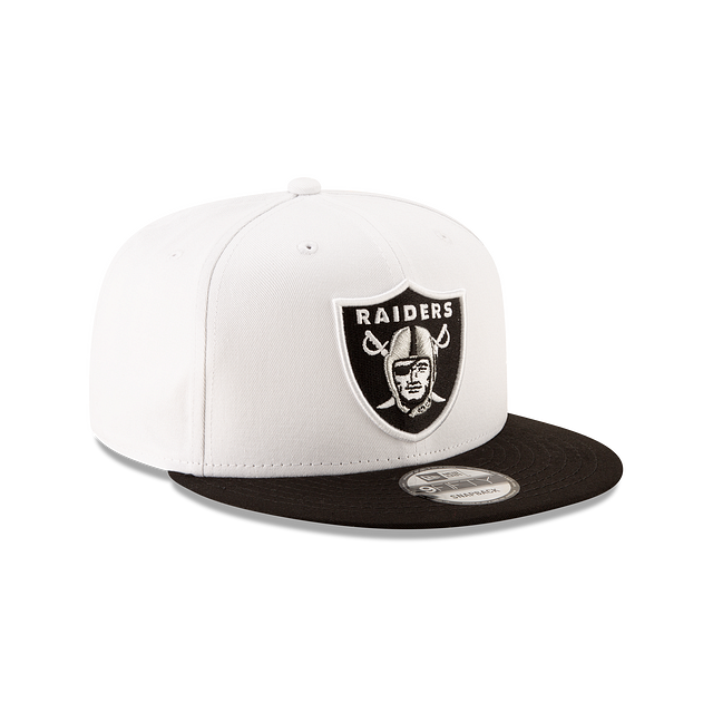 Las Vegas Raiders NFL New Era Snapback de base 9Fifty 2 tons blanc/noir pour hommes