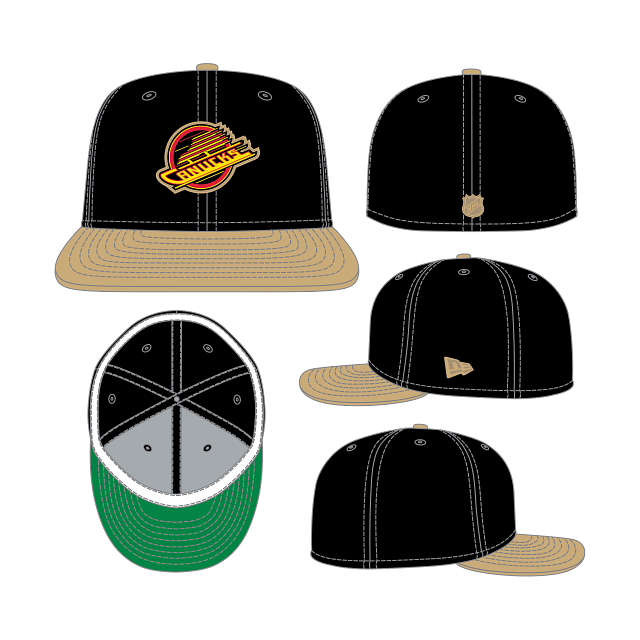 Vancouver Canucks NHL New Era Men's Black/Beige 59Fifty Leather Fitted Hat