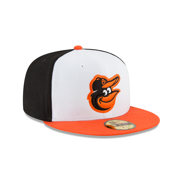 Baltimore Orioles MLB New Era Men's White Orange 59Fifty Authentic Collection Home Fitted Hat