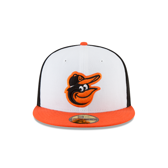 Baltimore Orioles MLB New Era Men's White Orange 59Fifty Authentic Collection Home Fitted Hat