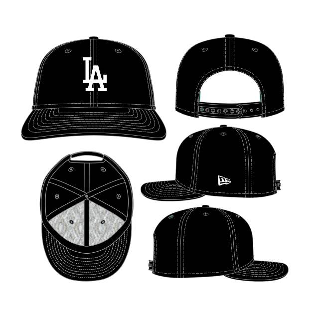 Los Angeles Dodgers MLB New Era Men's Black White 9Seventy Snapback Hat