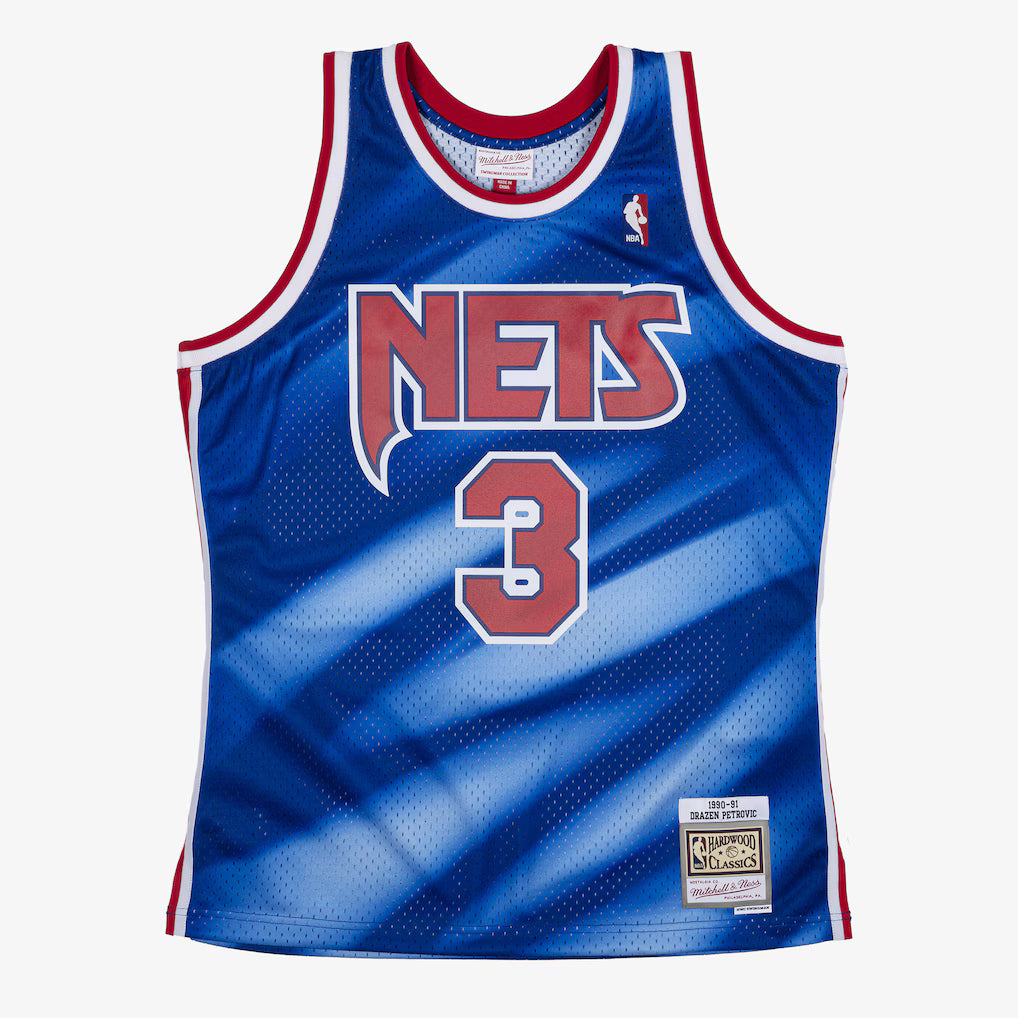 Drazen Petrovic New Jersey Nets NBA Mitchell & Ness Men's Blue 1990-91 Hardwood Classics Swingman Jersey