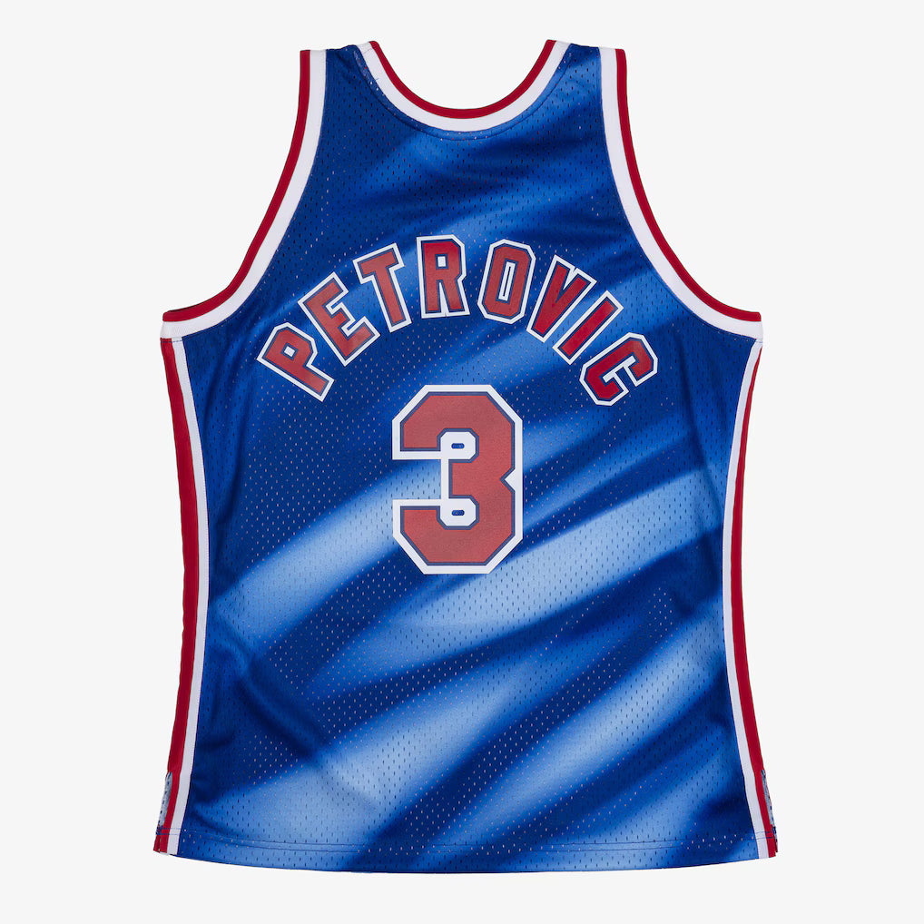 Drazen Petrovic New Jersey Nets NBA Mitchell & Ness Men's Blue 1990-91 Hardwood Classics Swingman Jersey