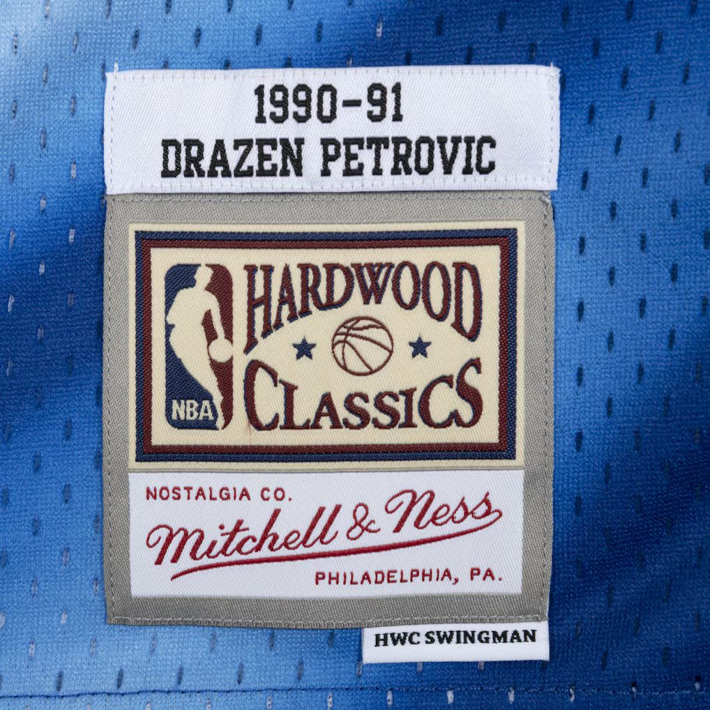Drazen Petrovic New Jersey Nets NBA Mitchell & Ness Men's Blue 1990-91 Hardwood Classics Swingman Jersey