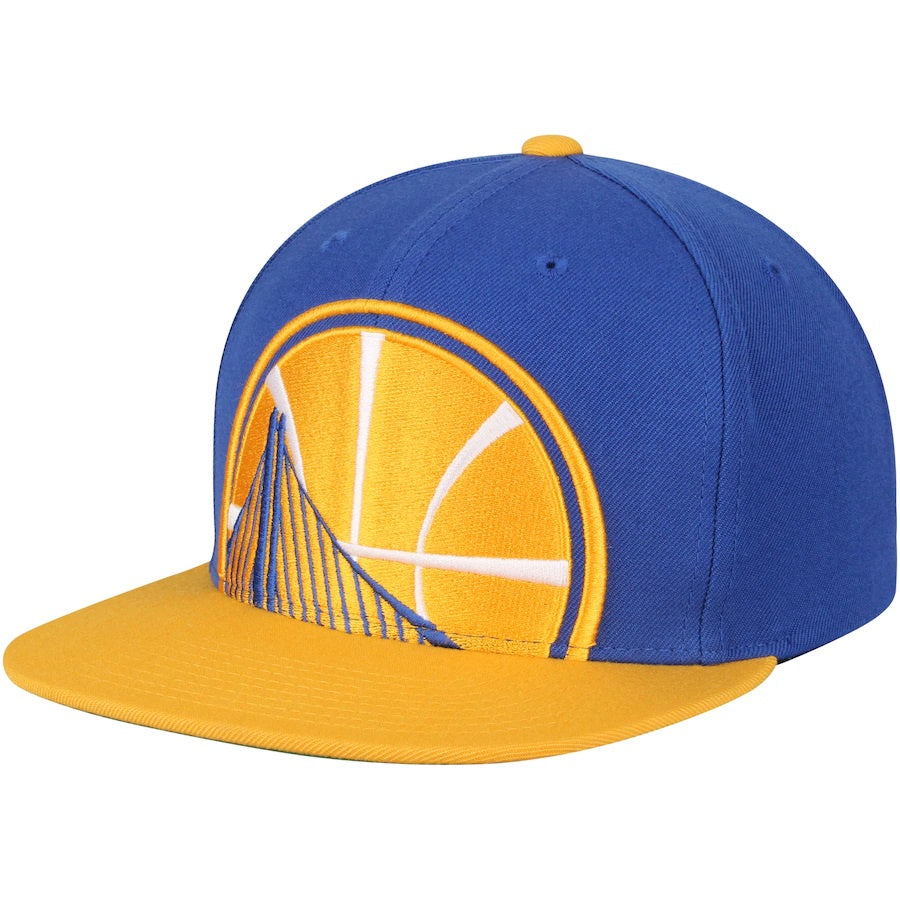 Golden State Warriors NBA Mitchell & Ness Men's Royal/Gold Cropped XL Logo Snapback