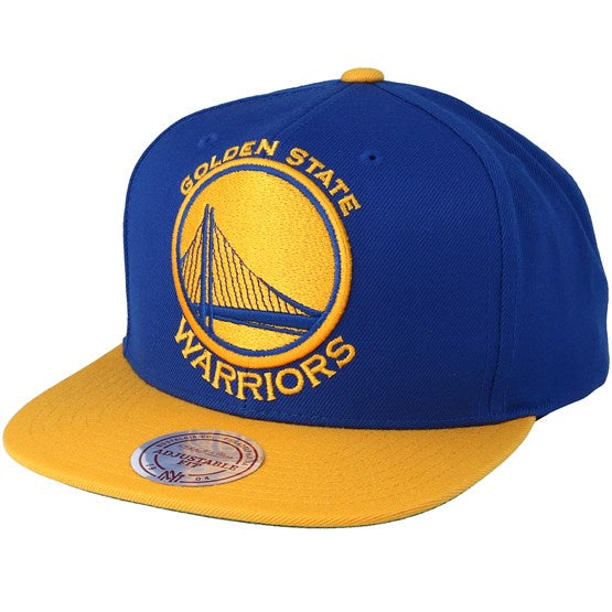 Golden State Warriors NBA Mitchell & Ness Men's Royal/Gold XL Logo Two Tone Snapback