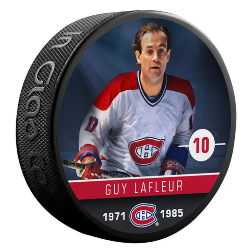 Guy Lafleur Montreal Canadiens NHL Inglasco Alumni Souvenir Hockey Puck