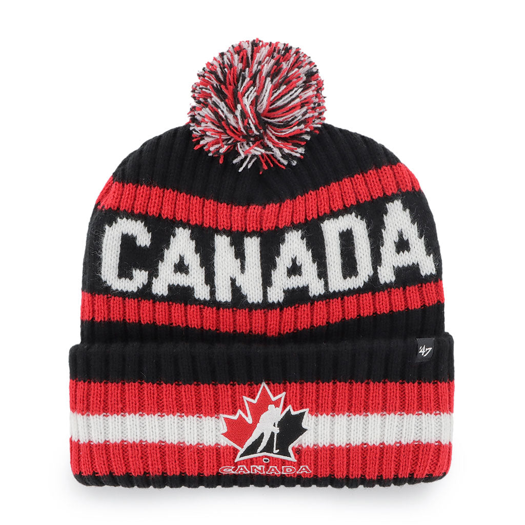 Hockey Canada IIHF 47 Brand Men's Red/Black Bering Cuff Pom Knit