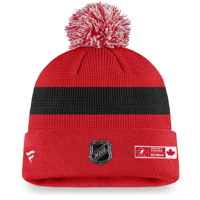 Hockey Canada NHL Fanatics Branded Men's Red Athletic Cuff Pom Knit Hat