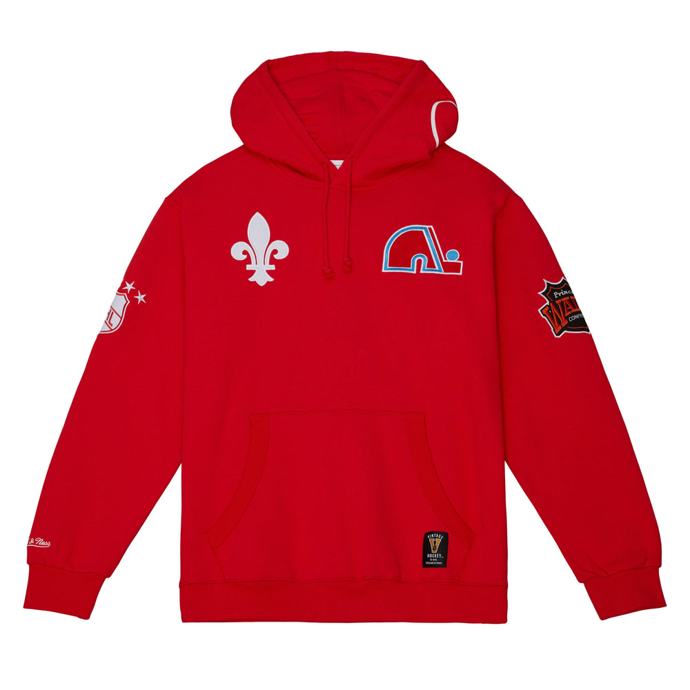 Nordiques de Québec NHL Mitchell & Ness Sweat à capuche en polaire rouge Vintage City Collection pour hommes