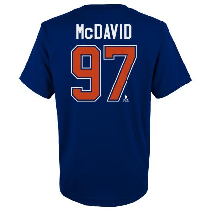 Connor McDavid Edmonton Oilers NHL Outerstuff T-shirt de joueur de la marine pour jeunes