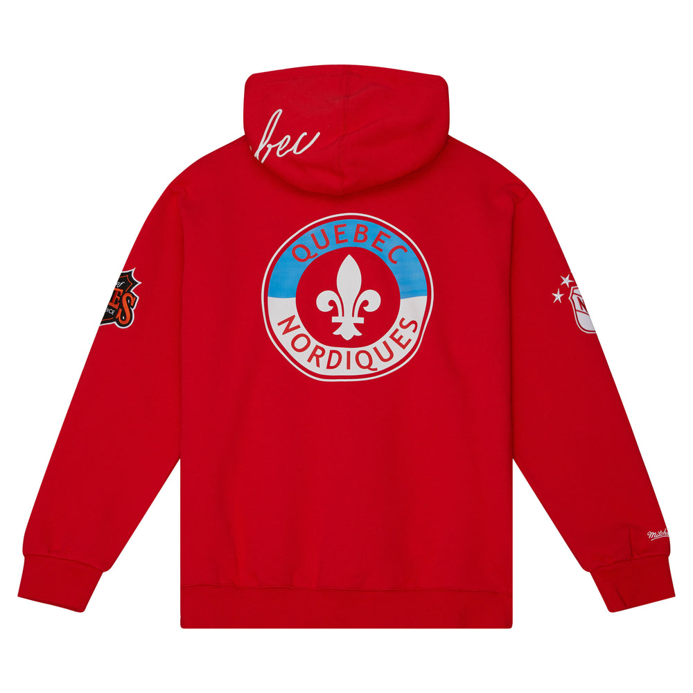 Nordiques de Québec NHL Mitchell & Ness Sweat à capuche en polaire rouge Vintage City Collection pour hommes