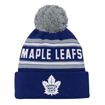 Toronto Maple Leafs NHL Outerstuff Youth Navy Jacquard Cuff Pom Knit Hat
