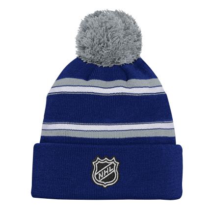 Toronto Maple Leafs NHL Outerstuff Youth Navy Jacquard Cuff Pom Knit Hat