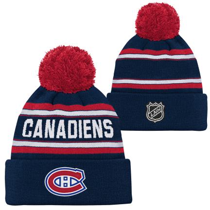 Montreal Canadiens NHL Outerstuff Youth Navy Jacquard Cuff Pom Knit Hat