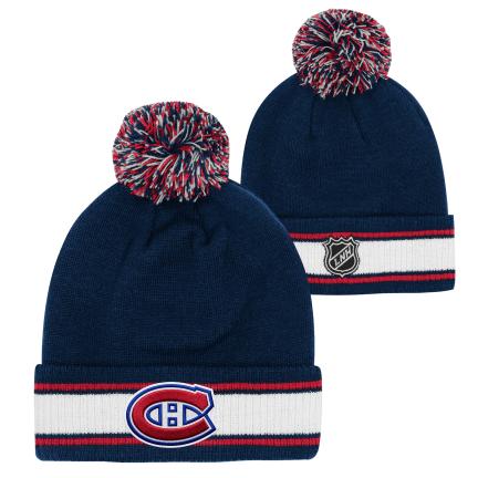 Montreal Canadiens NHL Outerstuff Youth Navy Stripes Knot Cuffed Pom Knit Hat