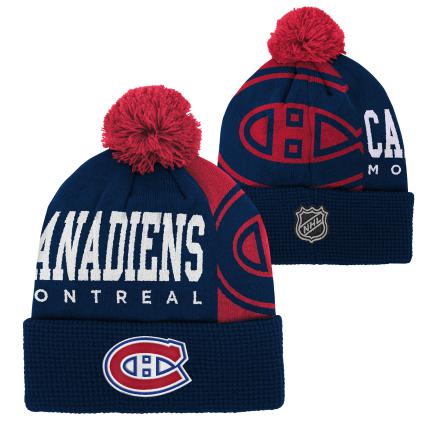 Montreal Canadiens NHL Outerstuff Youth Navy/Red Cuff Pom Knit Hat