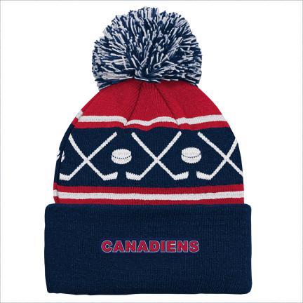 Montreal Canadiens NHL Outerstuff Kids Navy Face-Off Cuff Pom Knit Hat