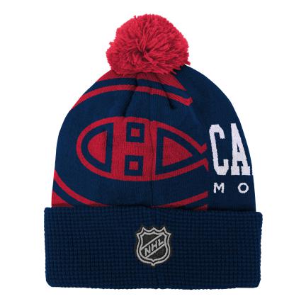 Montreal Canadiens NHL Outerstuff Youth Navy/Red Cuff Pom Knit Hat