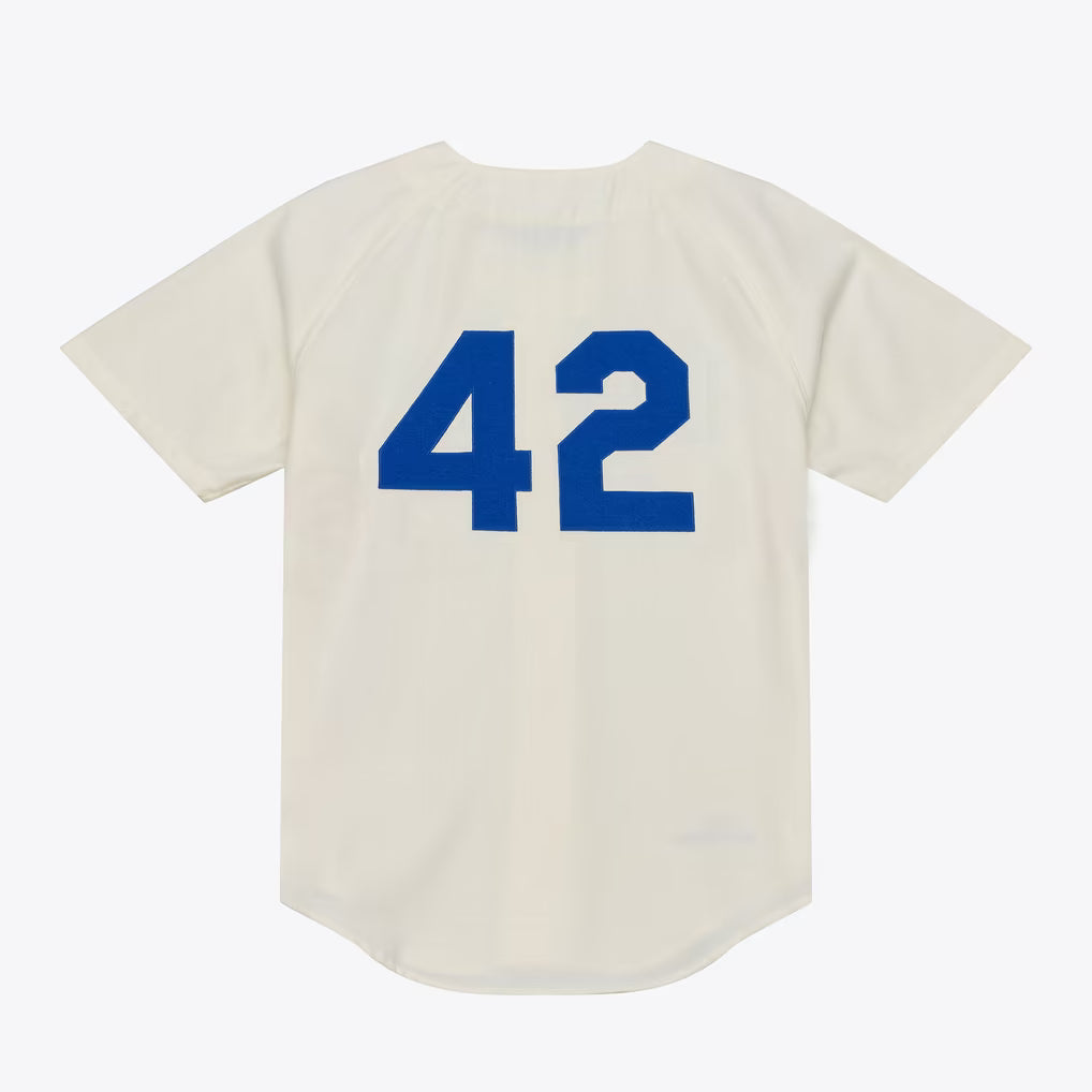 Jackie Robinson Brooklyn Dodgers MLB Mitchell & Ness Men's Cream 1955 Authentic Player Jersey