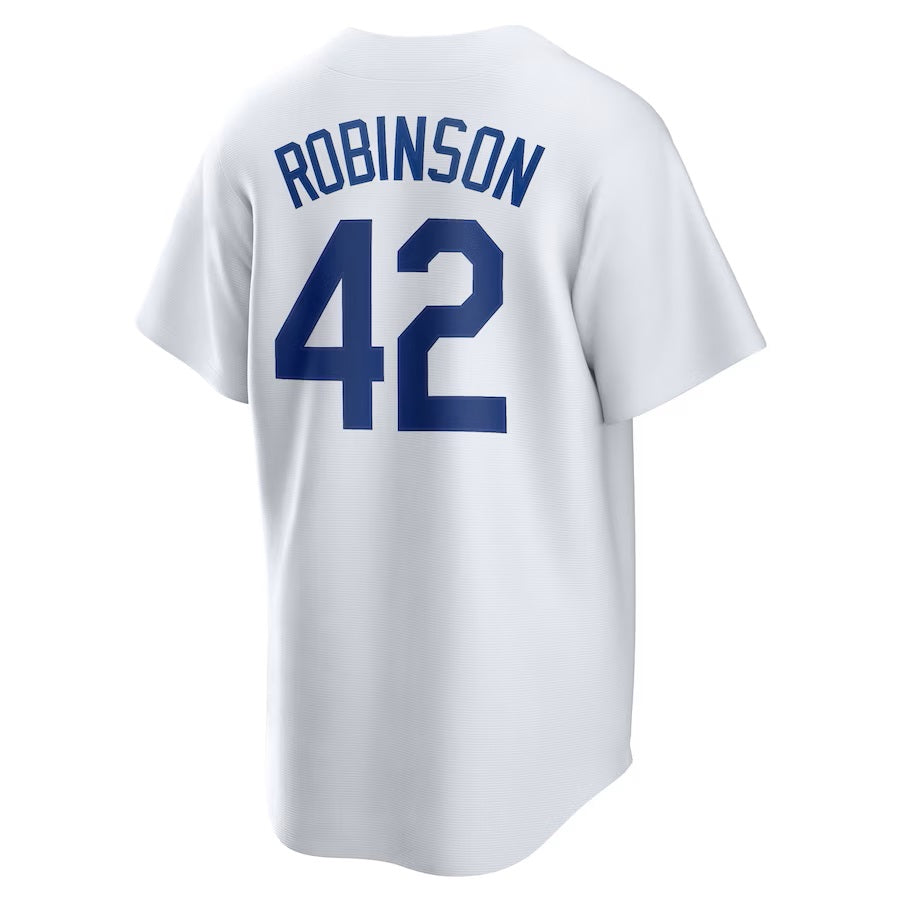Jackie Robinson Brooklyn Dodgers Men's Home White Cooperstown Jersey w/ Patch Jackie Robinson Brooklyn Dodgers Men's Home White Cooperstown Jersey w/ Patch