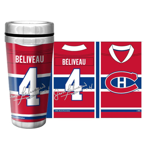 Jean Beliveau Montreal Canadiens NHL 16oz Full Wrap Travel Mug